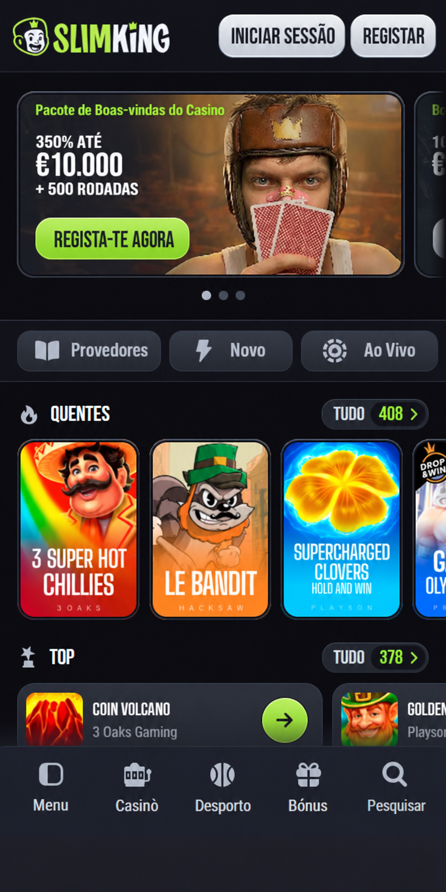 SlimKing casino app tournament page with leaderboard and countdown timer